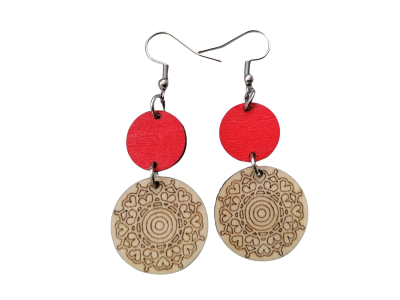 Amuletti korvakoru punainen | Puiset korvakorut | Korvakorut netistä Auros Design
