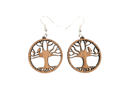 Elämänpuu korvakorut tammen värinen | Puiset korvakorut | Korvakorut netistä Auros Design