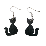 Kissa korvakorut musta | Puiset korvakorut | Korvakorut netistä Auros Design