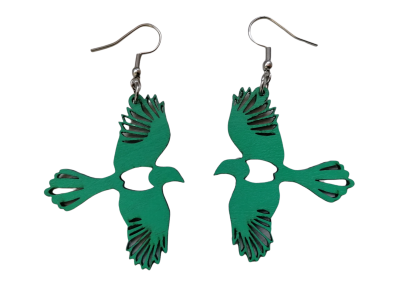 Lintu korvakorut smaragdin vihreä | Puiset korvakorut | Korvakorut netistä Auros Design