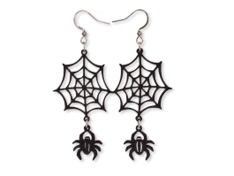 Halloween Halloween korvakorut Hämähäkki seitissä korvakorut | Puiset korvakorut | Korvakorut netistä Auros Design
