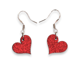 Glitter sydän korvakorut punaiset sydän korvakorut | Puiset korvakorut | Korvakorut netistä Auros Design