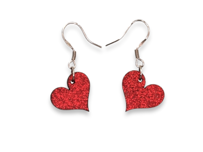 Glitter sydän korvakorut punaiset sydän korvakorut | Puiset korvakorut | Korvakorut netistä Auros Design