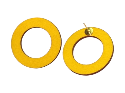 Keltaiset rengaskorvakorut | Puiset korvakorut | Korvakorut netistä Auros Design